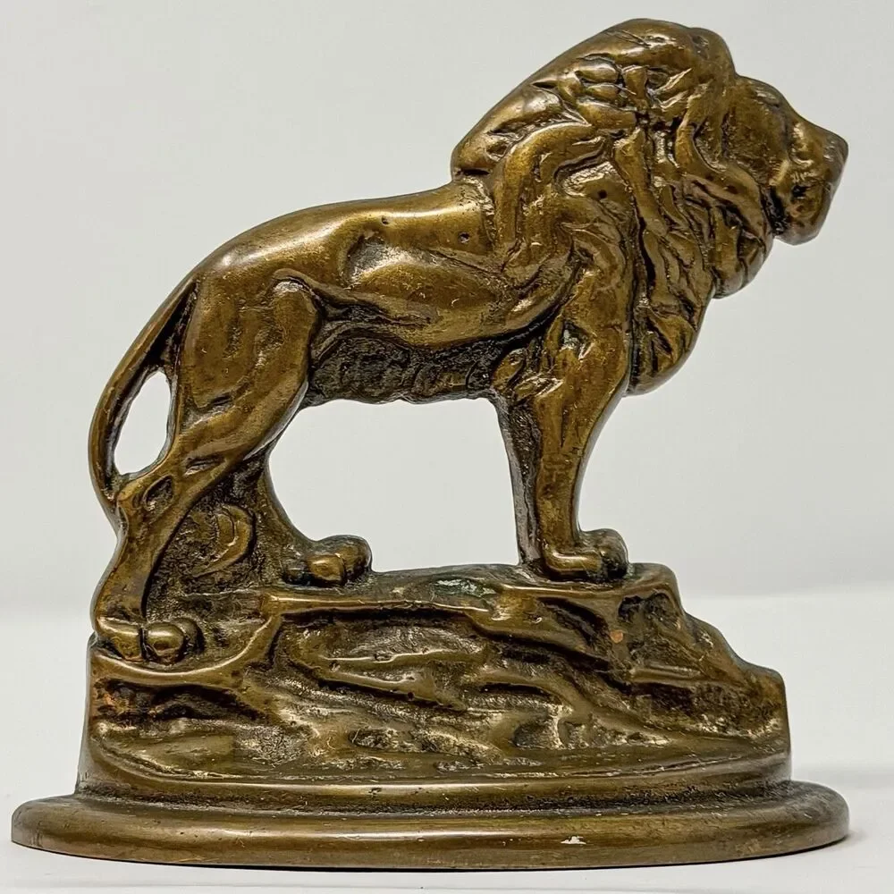Antique Cast Iron Lion Bookends Pair Bronzed Art Deco Style Library Decor - Picture 5 of 8
